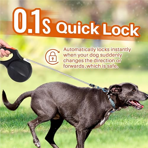 Miniatura 2 de Correa retráctil de 16 pies para perros grandes, resistente y reflectante, correa larga duradera para perros medianos a grandes de hasta 110 libras,