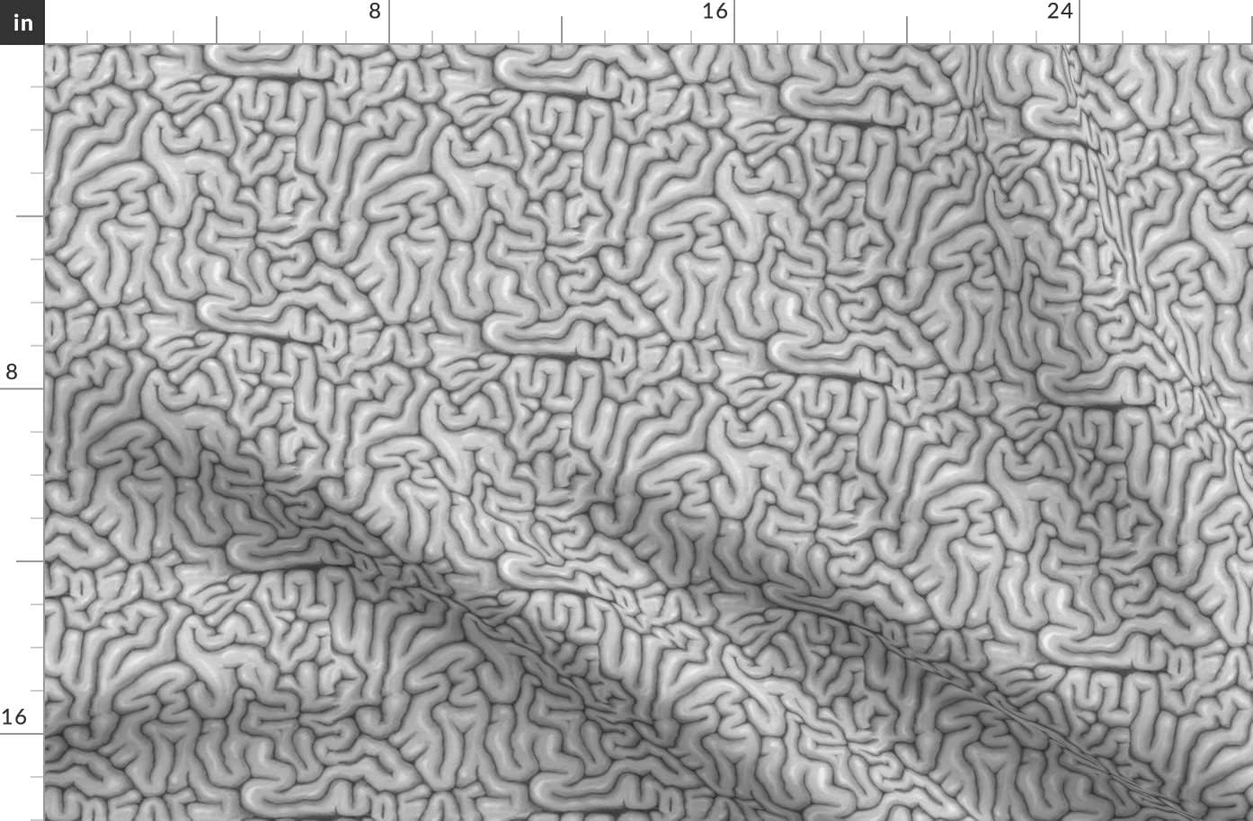 Spoonflower Fabric - Gray Brains Brain Zombie Anatomy Guts Spooky Halloween Printed on Organic Cotton Sateen Fabric by The Yard - Sewing Quilting Apparel Home Decor