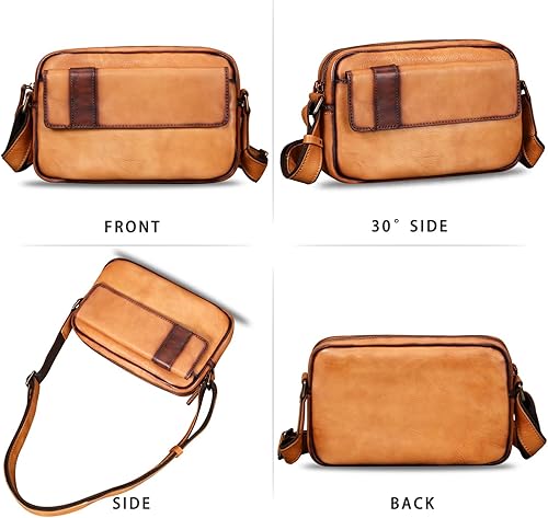 Miniatura 4 de IVTG Bolso de mensajero de cuero genuino para hombre, bolso cruzado de hombro, casual, bolsa de día para negocios, trabajo, diario, bolso