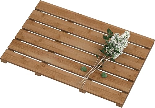 Tapete de baño de madera de bambú para ducha de lujo, antideslizante, impermeable, para uso en interiores o exteriores (nogal)