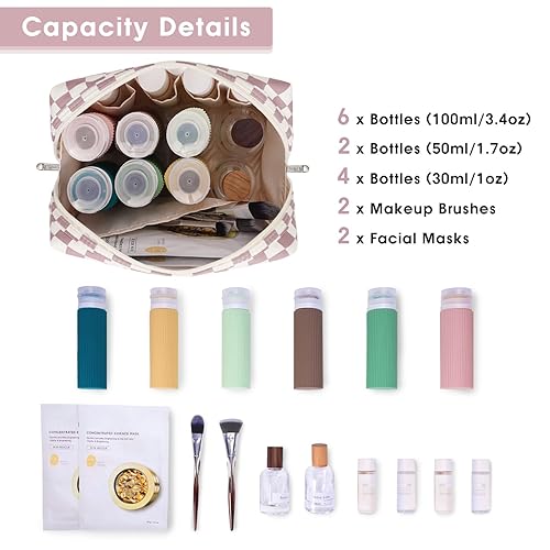 Miniatura 72 de Narwey Cute Cheetah Makeup Bag Travel Cosmetic Bag Organizer Toiletry Bag Make Up Bags with Compartments for Women Girls (Large, Black Leopard)