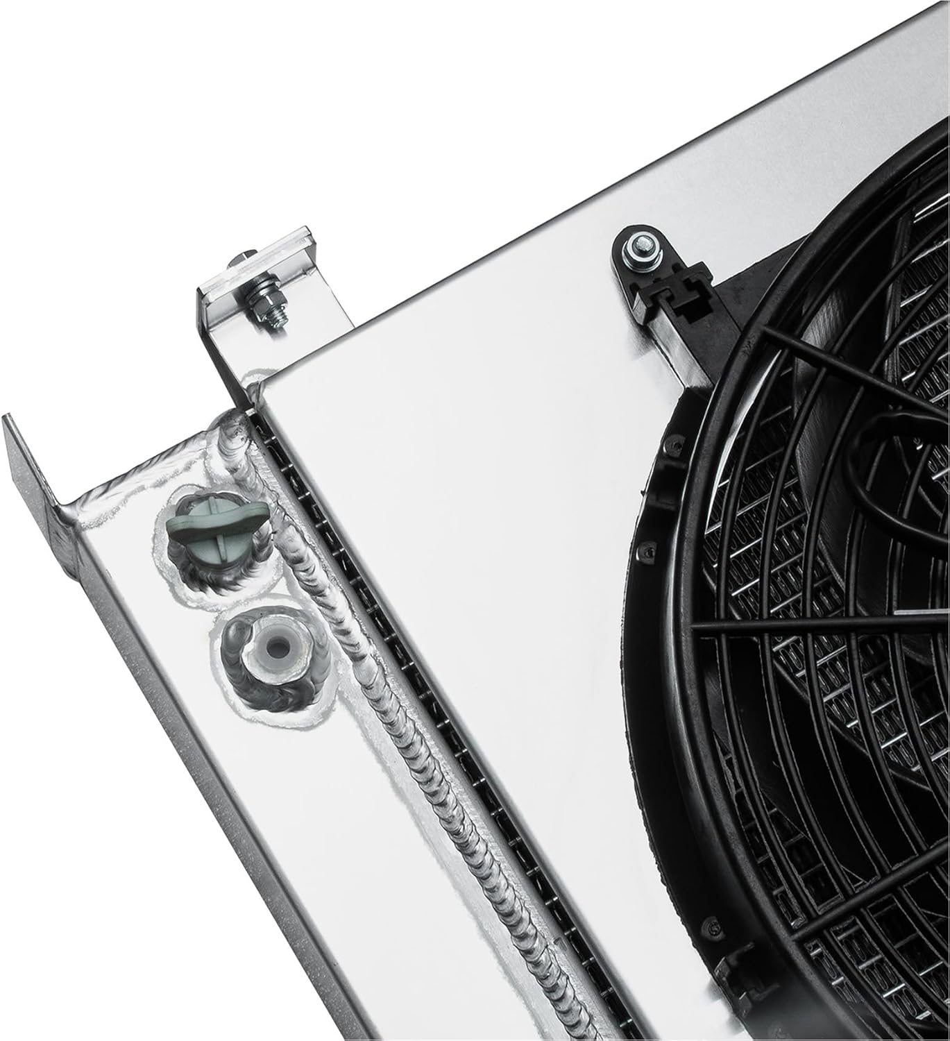 Hot Rod Radiator Compatible with 1928-1932 Ford Chopped Hot Rod Chevy V8, 3 Row Aluminium Radiator + Fan + Shroud + Relay