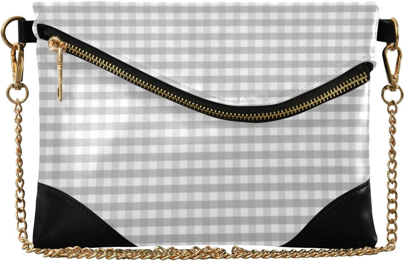 PU Leather Clutch Handbags for Women Casual Purses And Handbags for Wedding Grey Checkered Pattern