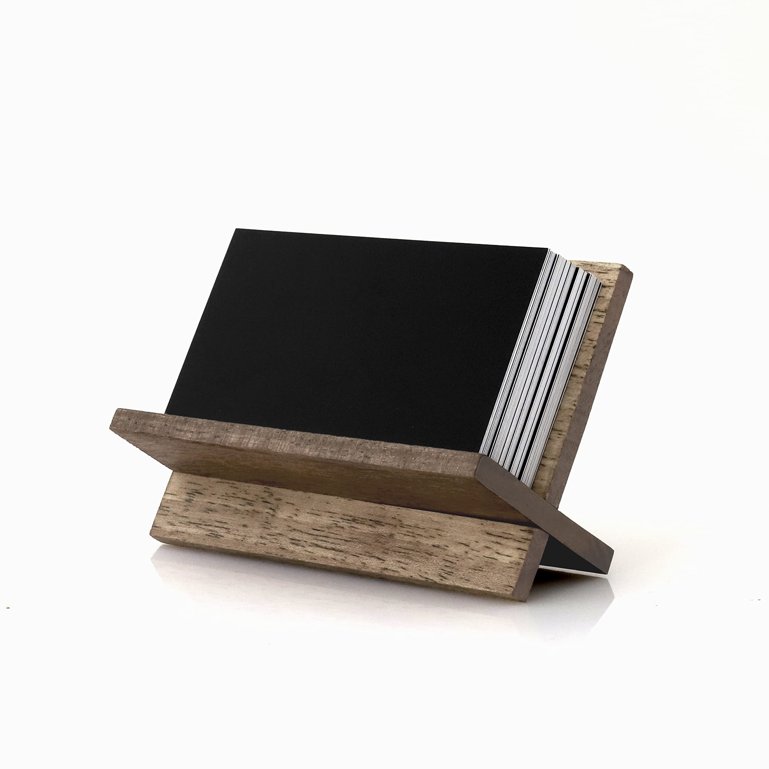 TOROS store Business Card Holder for Desk - Brown Wood Small Cards Holders for Men, Professional Desktop Business Card Stand Display, Wooden Name Card Holder
