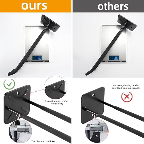 Miniatura 3 de Ganchos de garaje, estante de montaje en pared, organizador de cobertizos, ganchos de almacenamiento de garaje resistentes para patio, herramientas,