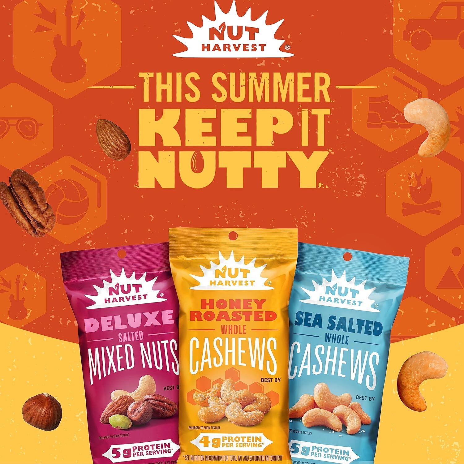 Nut Harvest, Honey Roasted Peanuts,1.375 oz Bag, (36 Pack)