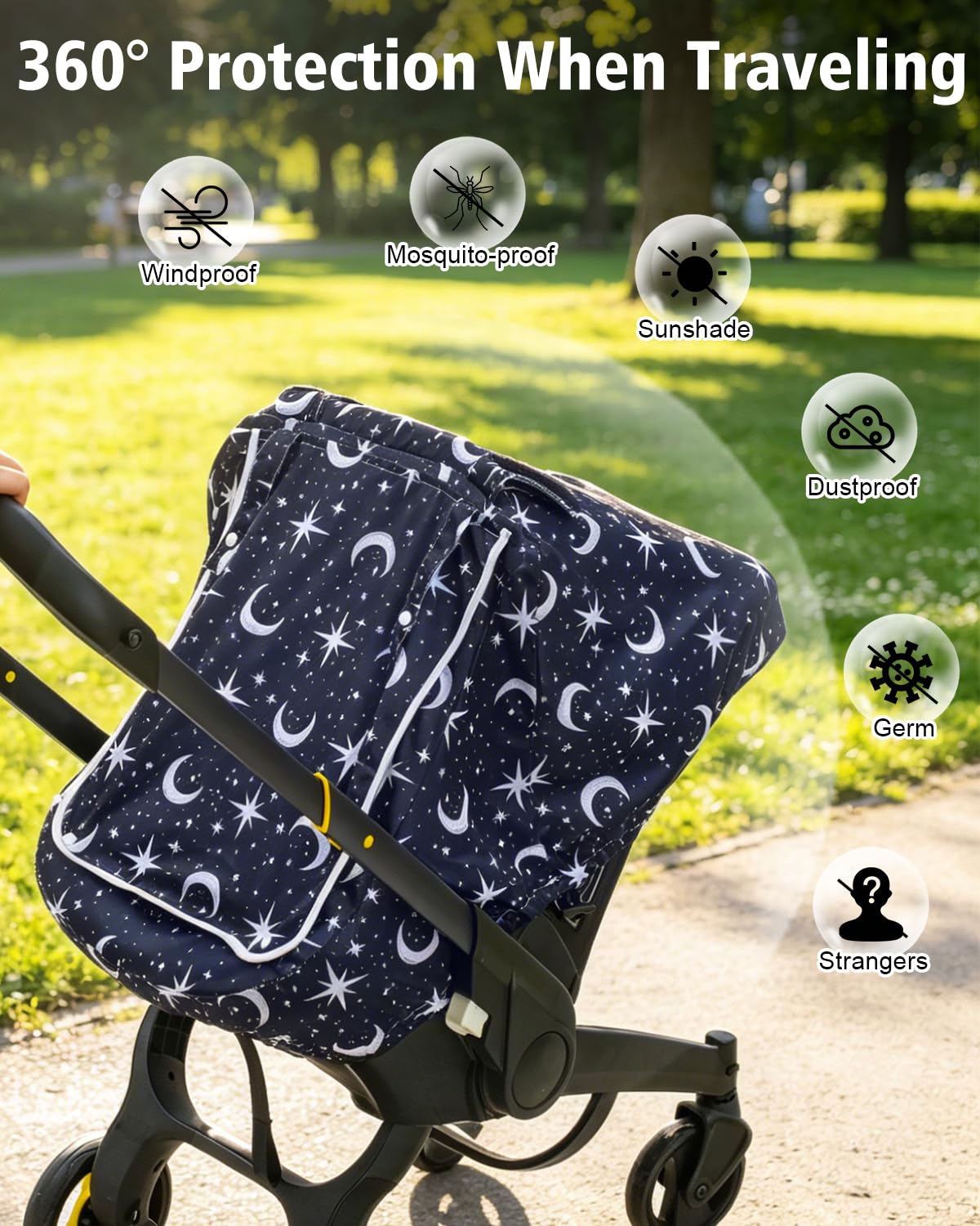 Baby Car Seat Cover, Breathable Infant Car Seat Canopy with UV Sun Protection and Peek-a-Boo Mesh Window, Universal Carseat Cover for Most Car Seats/Stroller