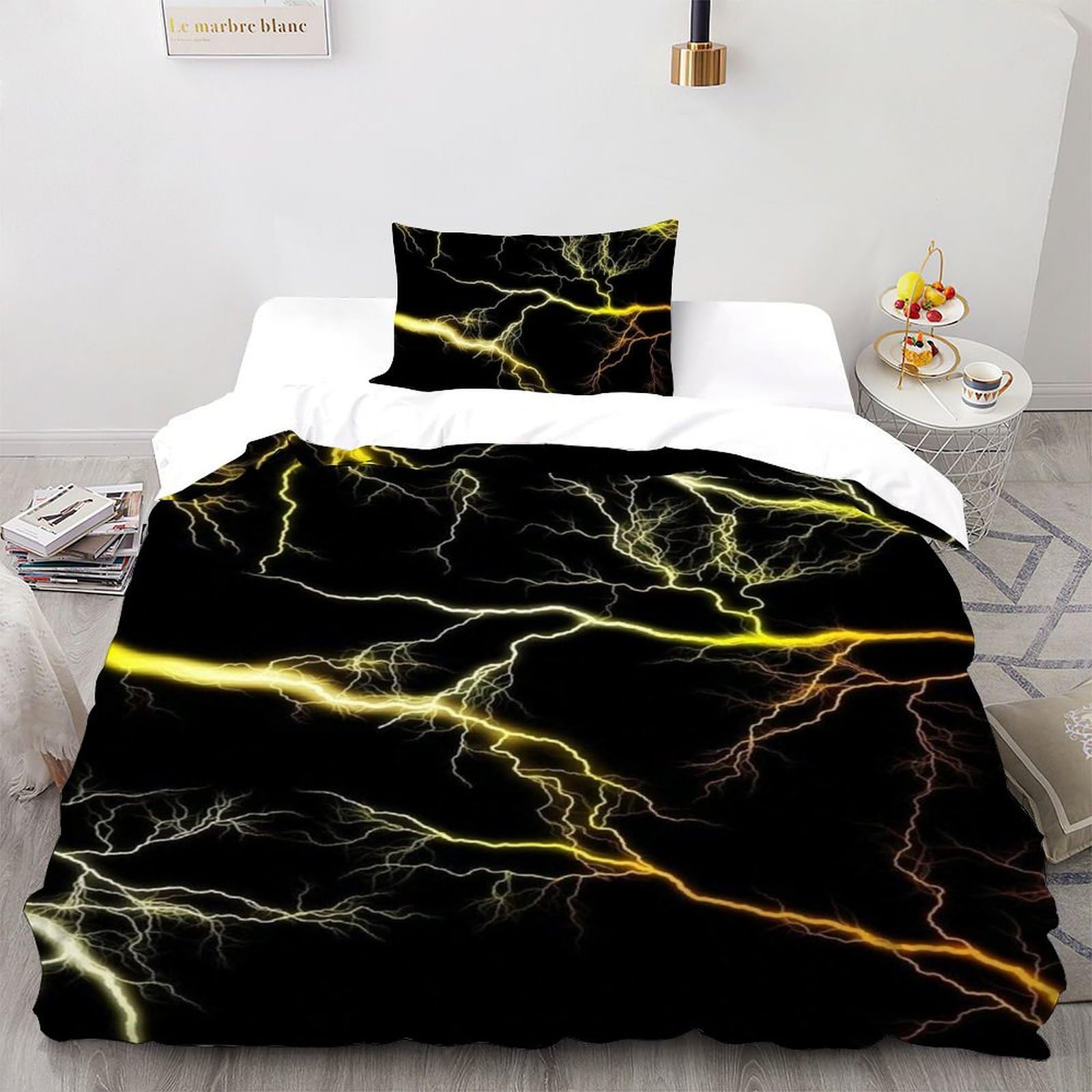 Housse de couette éclair jaune pour illuminer la chambre de votre ado