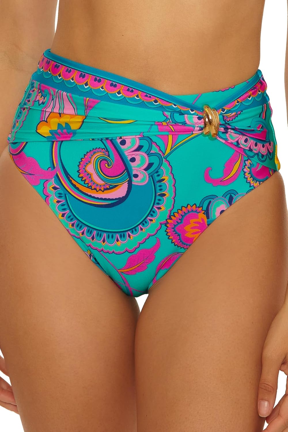 Trina Turk Womens Mykonos High Waist Bikini Bottom, Cheeky Coverage, Swimwear Separates for Women