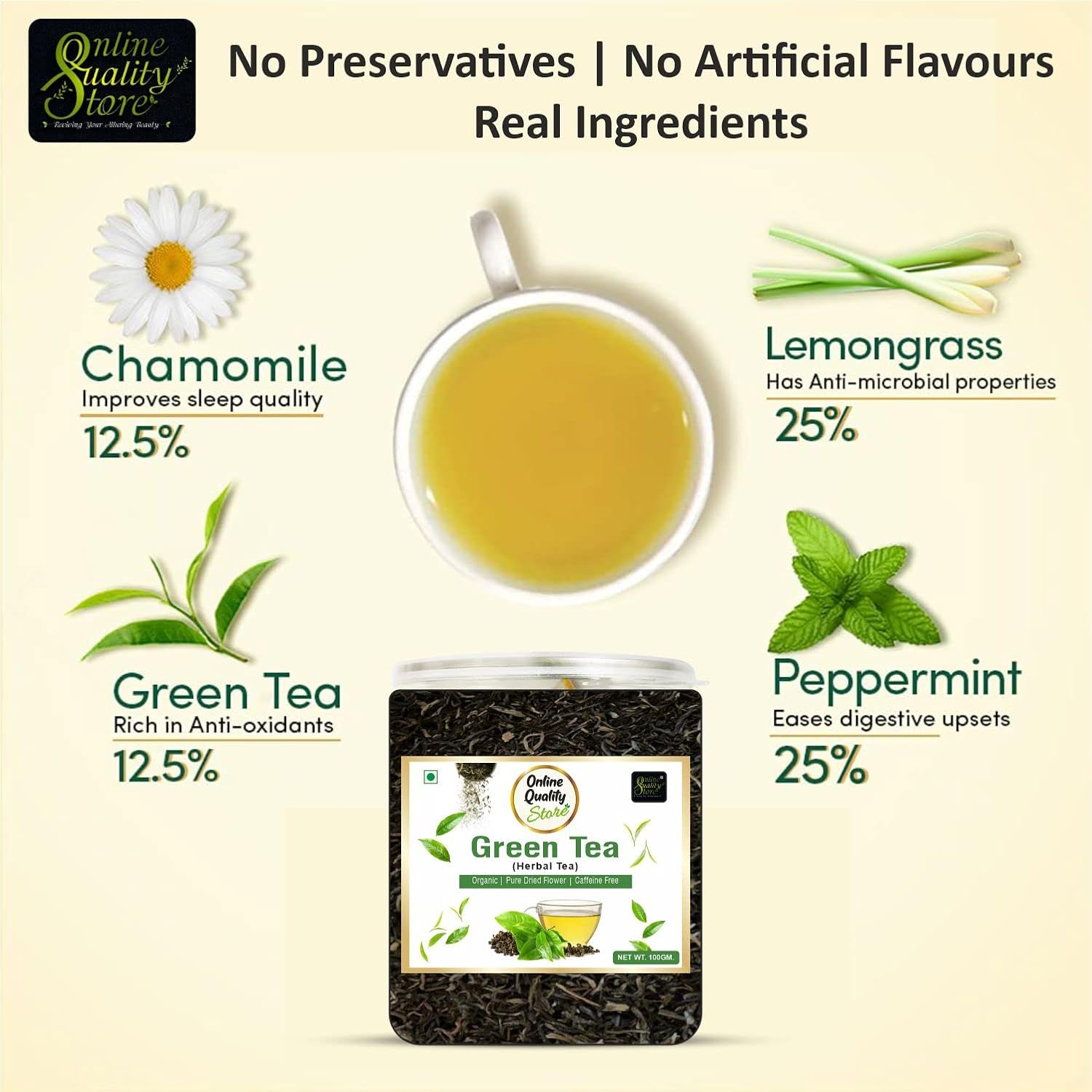 Online Quality Store Organic Green Tea - 100g | 100% Pure & Natural Herbal Green Tea Leaves | Whole Long Green Tea Leaf | Boost immunity 5 716wDV8ZsBL. SL1500