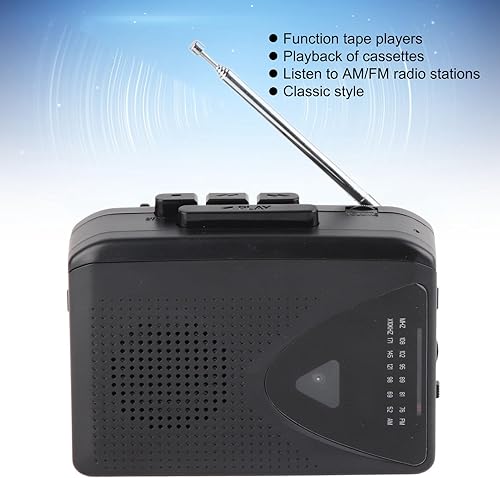 Miniatura 3 de Reproductor de casete portátil, multifunción clásico compatible con radio AM FM estéreo reproductor de cinta compacto, grabadora de casete de radio