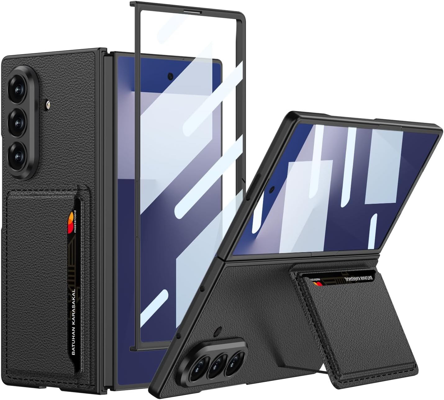 SHIEID Galaxy Z Fold7 Leather Case – Ultra Slim Protective Cover with 2 Card Slots & Screen Protector, Shockproof Wallet Case Compatible with Samsung Galaxy Z Fold 7, Cold Mountain Gray