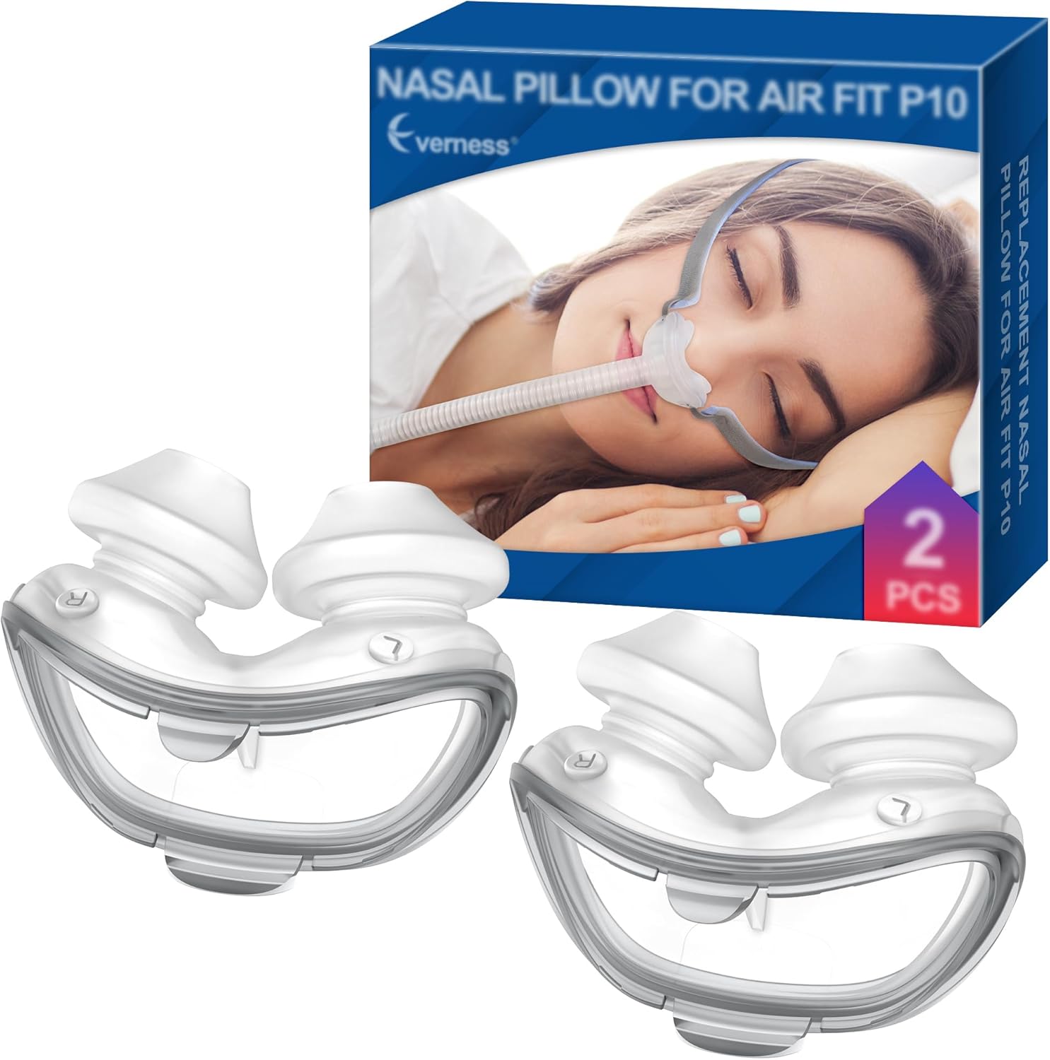 2 Packs Replacement Nasal Pillows for Airfit P10 Medium, FSA/HSA Eligible, Lighter Weight and Better Seal, Replacement CPAP Supplies with Softer Silicone White?pack of 2) Medium