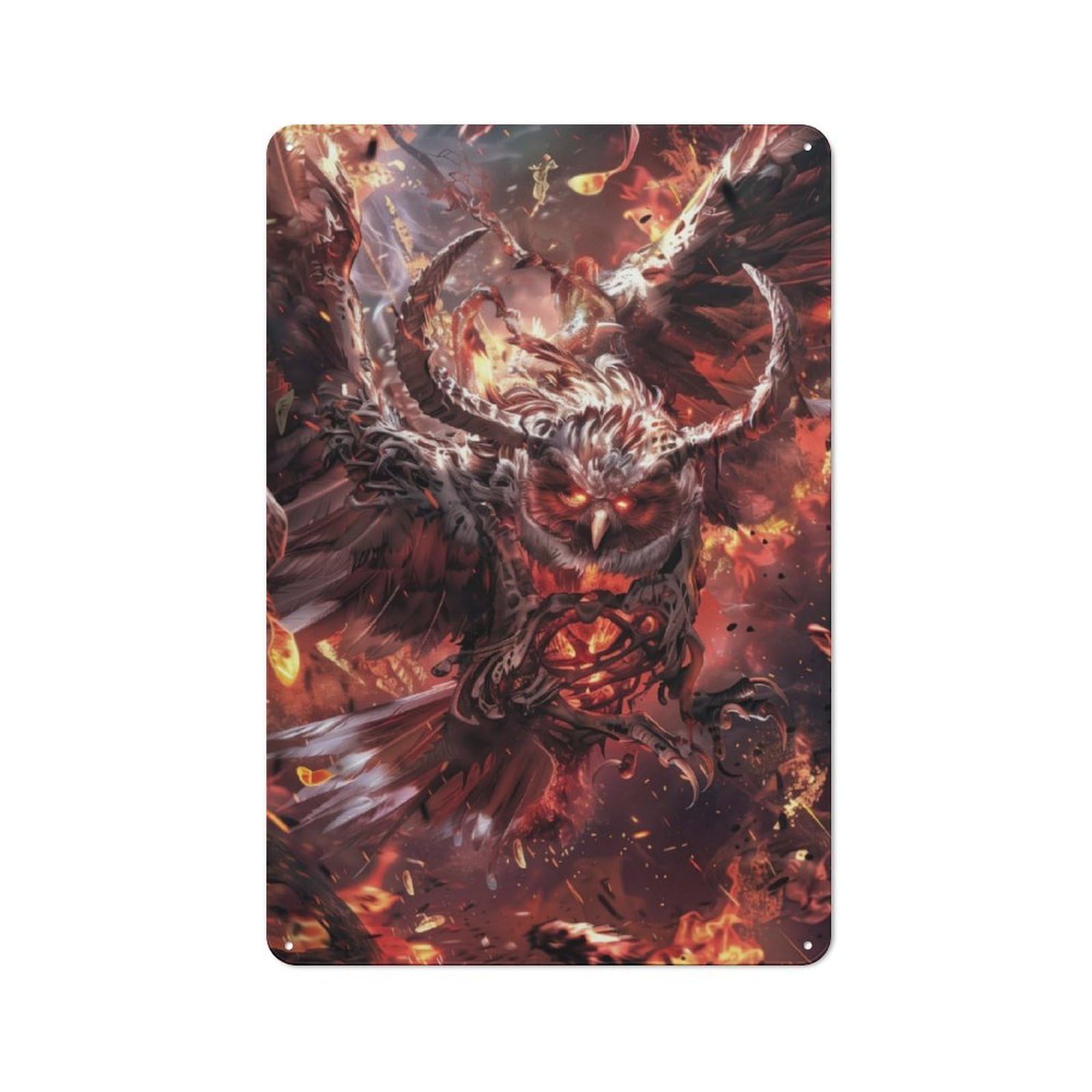 Junmoney Demonic Owl From Hell Metal Plaque 30X20cm With For Garage Wall, Vintage Decor, For Vintage Wall Decor Fans, For Metal Sign Collectors