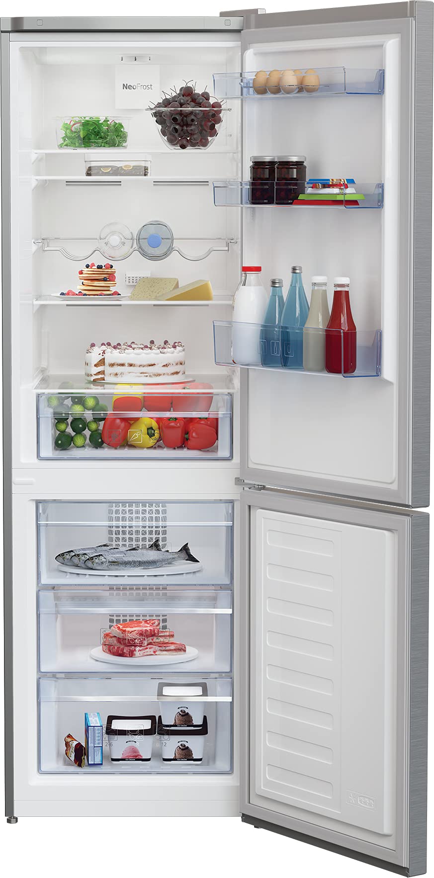 Beko RCNA366K40XBN réfrigérateur-congélateur Autoportante 324 L E Acier inoxydable