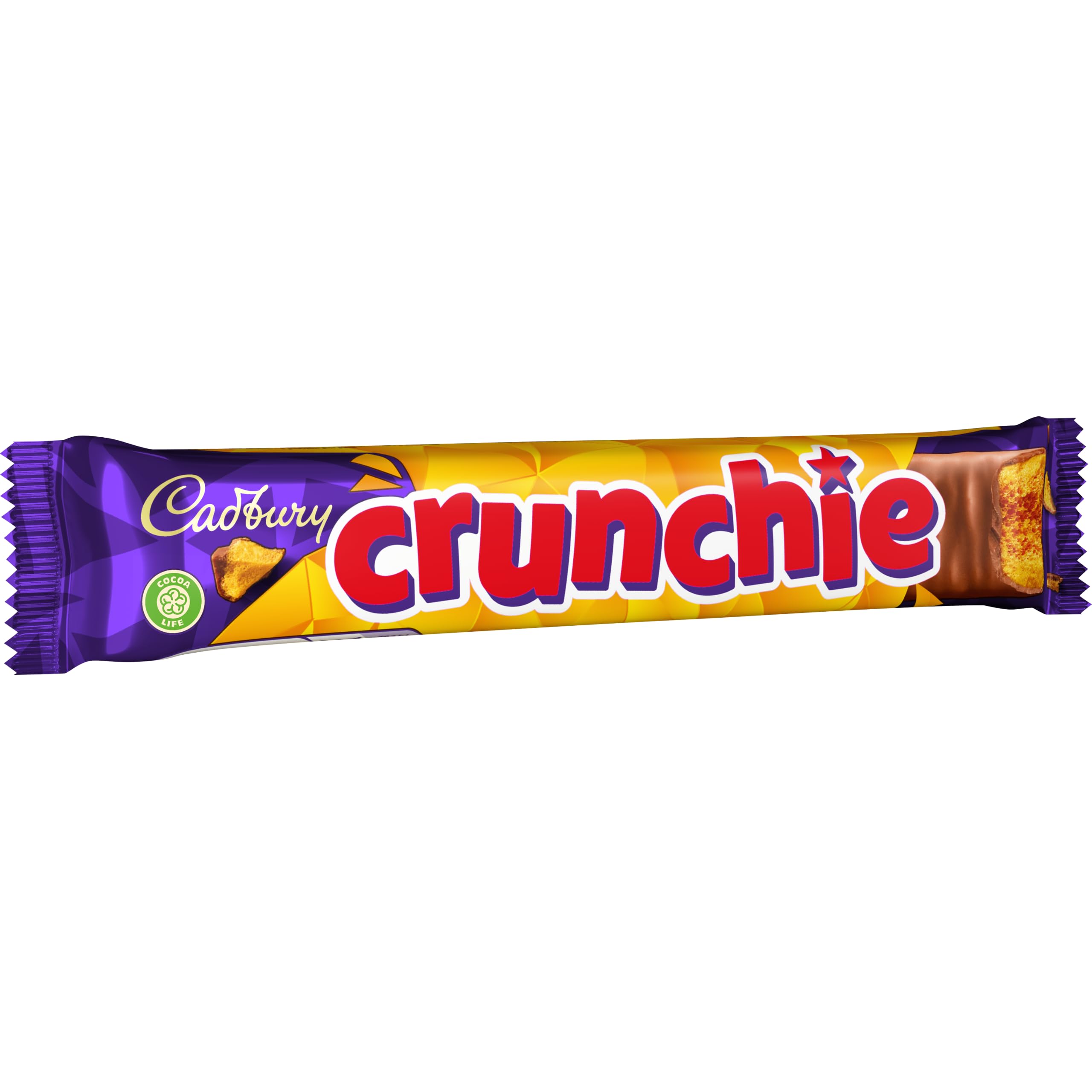 Cadbury Crunchie, Barrita de Chocolate con Leche, Sabor Cremoso y Crujiente, 40 g
