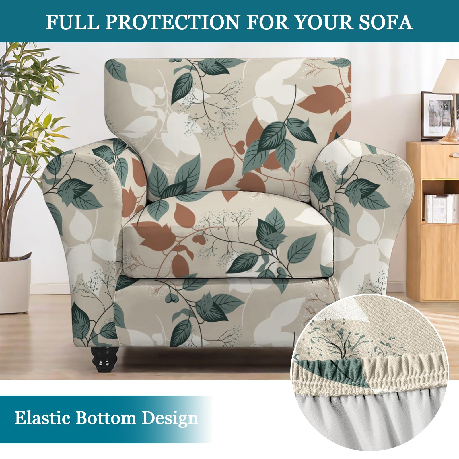 FUANGUI 2 Piece Chair Covers Stretch Arm Covers Chair Couch Covers