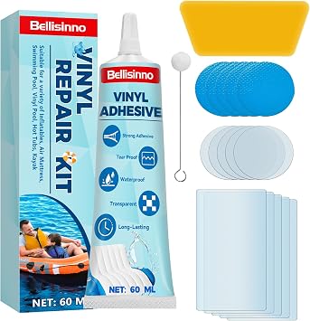Air Mattress Patch Kit, Waterproof PVC Glue, Inflatable Patch Repair Kit for Swimming Ring, Bounce House, Hot Tub, PVC Boat, Tent 60ml