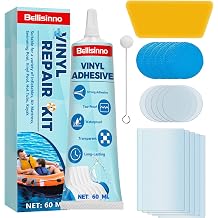 Bellisinno Air Mattress Patch Kit, Waterproof PVC Glue, Inflatable Patch Repair Kit for Swimming Ring, Bounce House, Hot Tub, PVC Boat, Tent 60ml