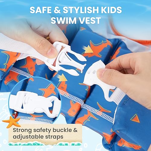 Miniatura 4 de Gogokids Chaleco de natación para niños, flotadores para niños de 20 a 50 libras, ayuda a la natación con alas de agua y correa para el hombro para