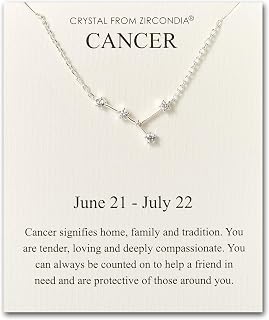 Philip Jones Cancer Star Sign Zodiac Constellation Necklace and Quote Card with Zircondia® Crystals