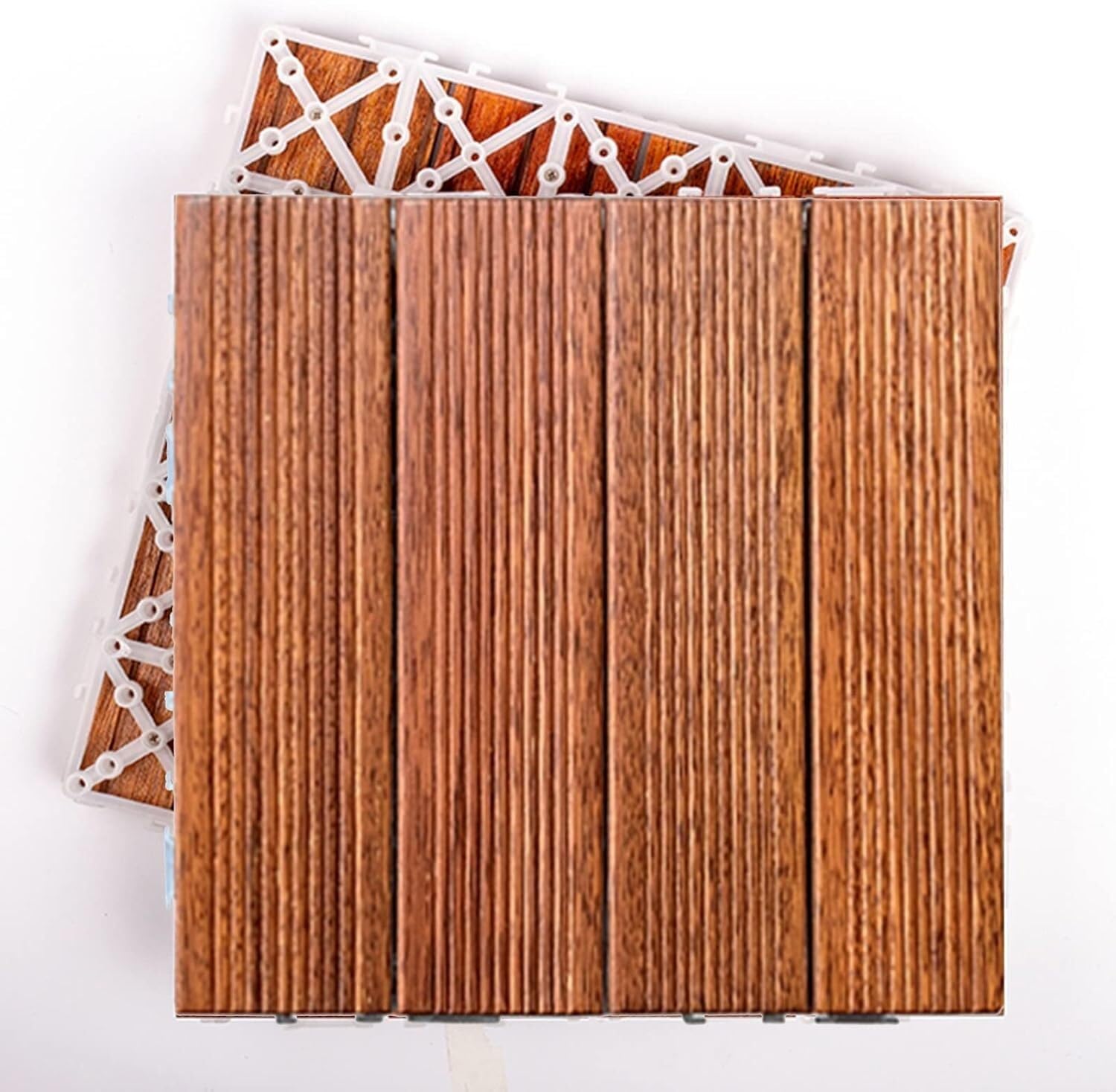 LXXW Drewniana mata do kąpieli pod prysznic Mata antypoślizgowa Pedał do łączenia balkonów Blokujące płytki tarasowe Instalacja DIY pod prysznic, do spa i sauny (Color : Brown, Size : 2pcs)