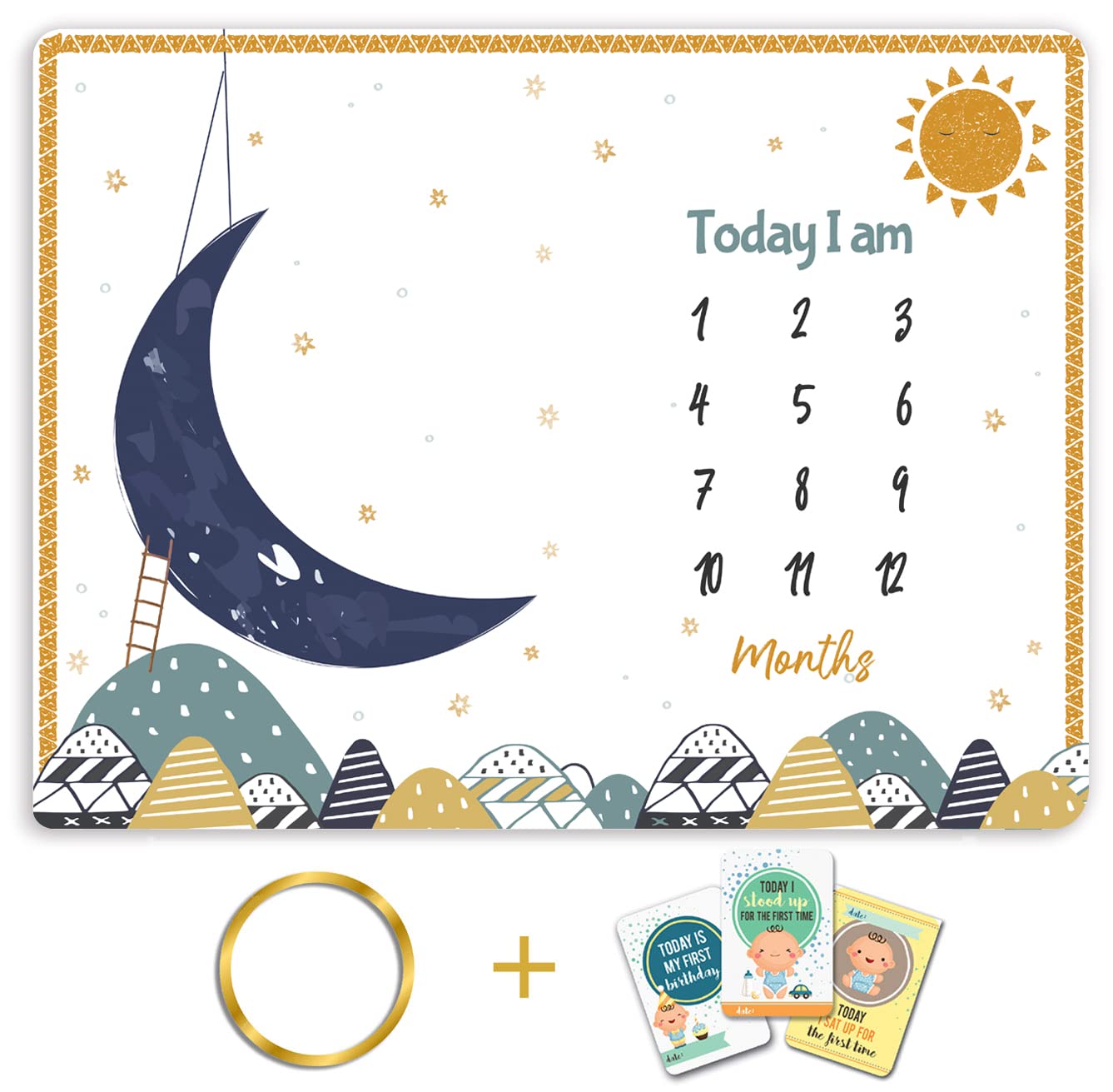 Custom Catch Monthly Milestone Blanket | 1 to 12 Months | Best for Newborn Boy & Girl, Multicolor, Cotton, Skin Friendly, 1 Count