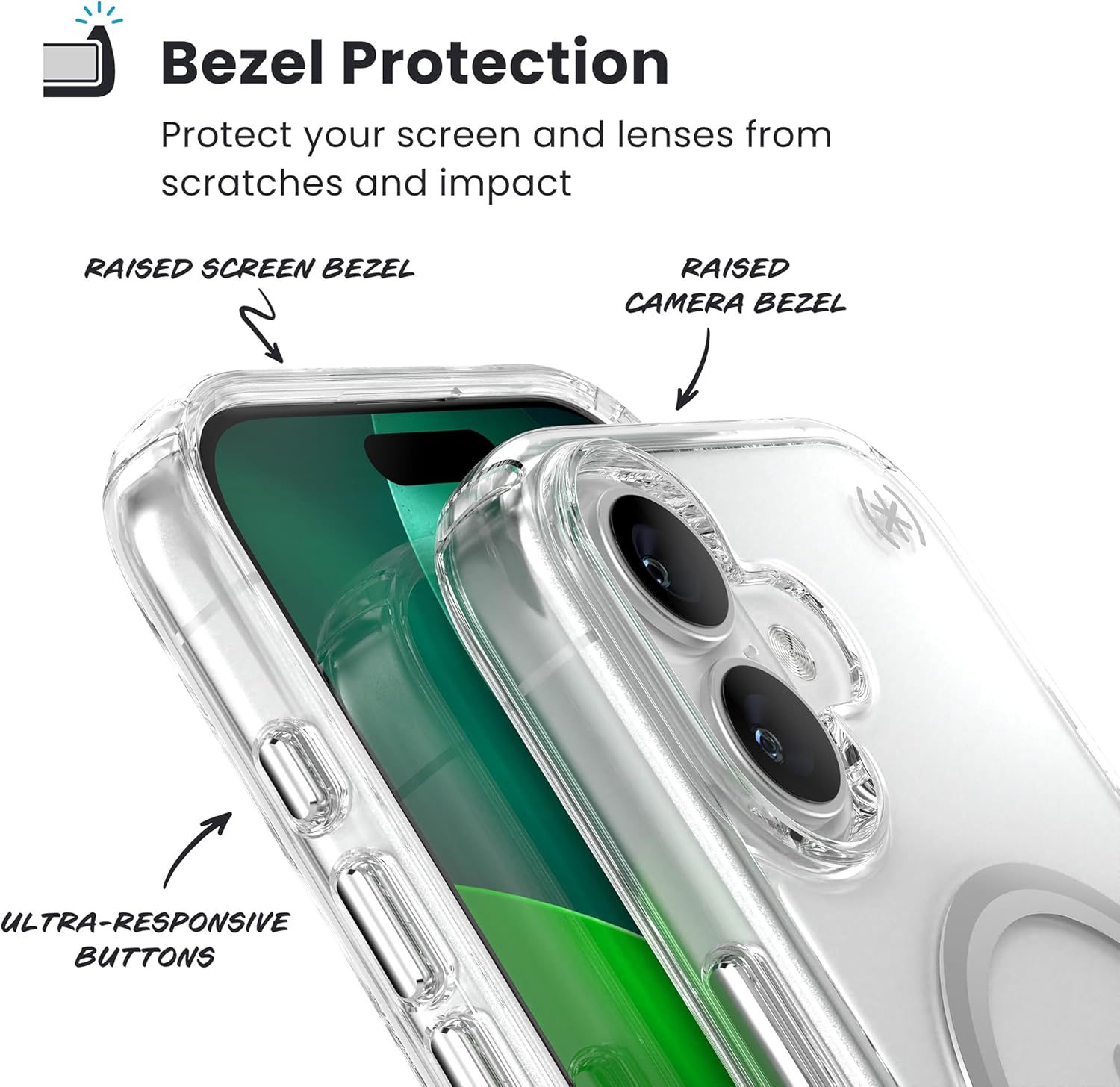 Speck Presidio Perfect Clear for iPhone 17 Case, MagSafe-Compatible, Slim Protective Case, Clear/Clear/Silver