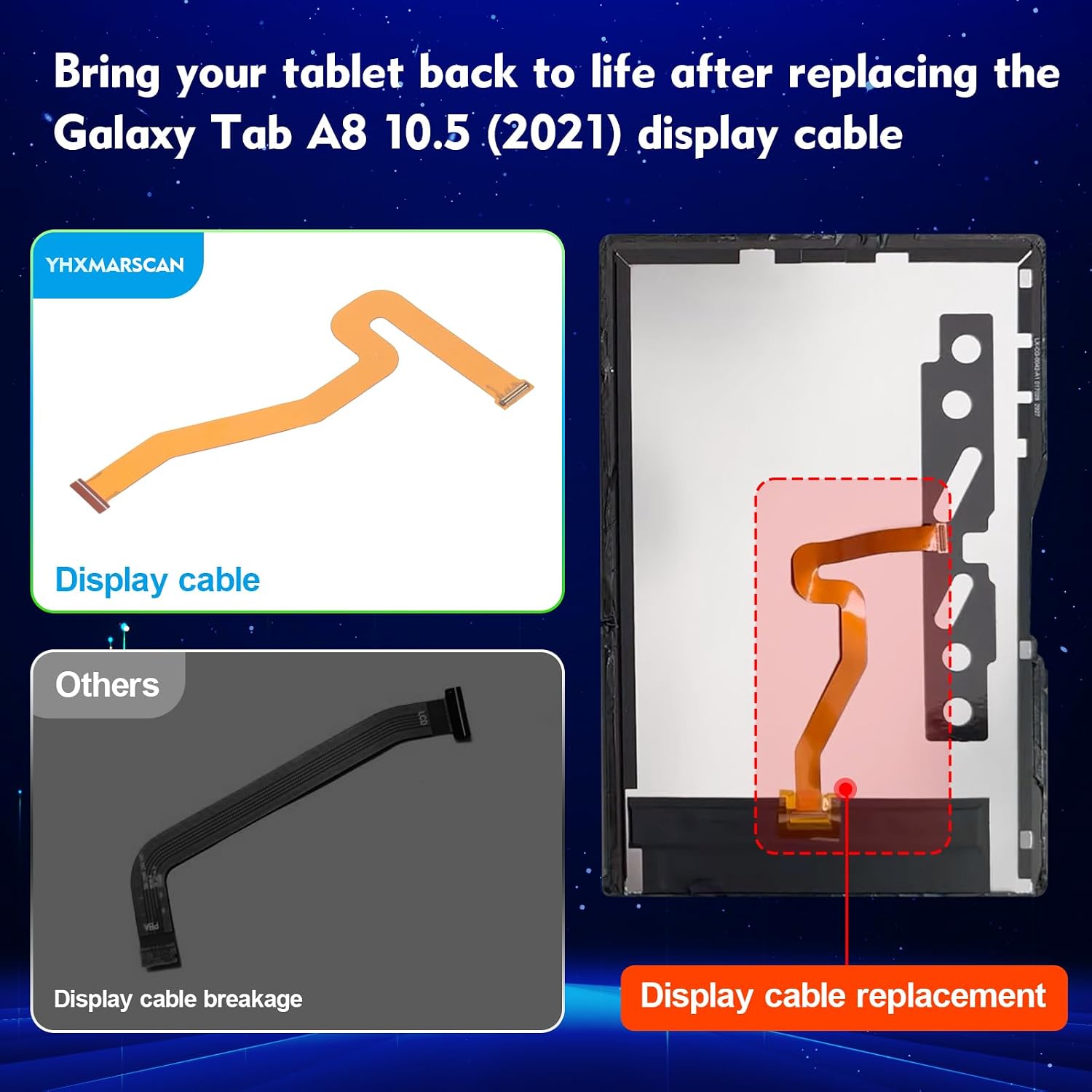 LCD Screen Display Cable Replacement for Samsung Galaxy Tab A8 10.5" (2021) SM-X200 SM-X205 LCD Motherboard Mainboard Flex Cable Ribbon Replacement for Galaxy Tab A8 10.5" with Screwdrivers