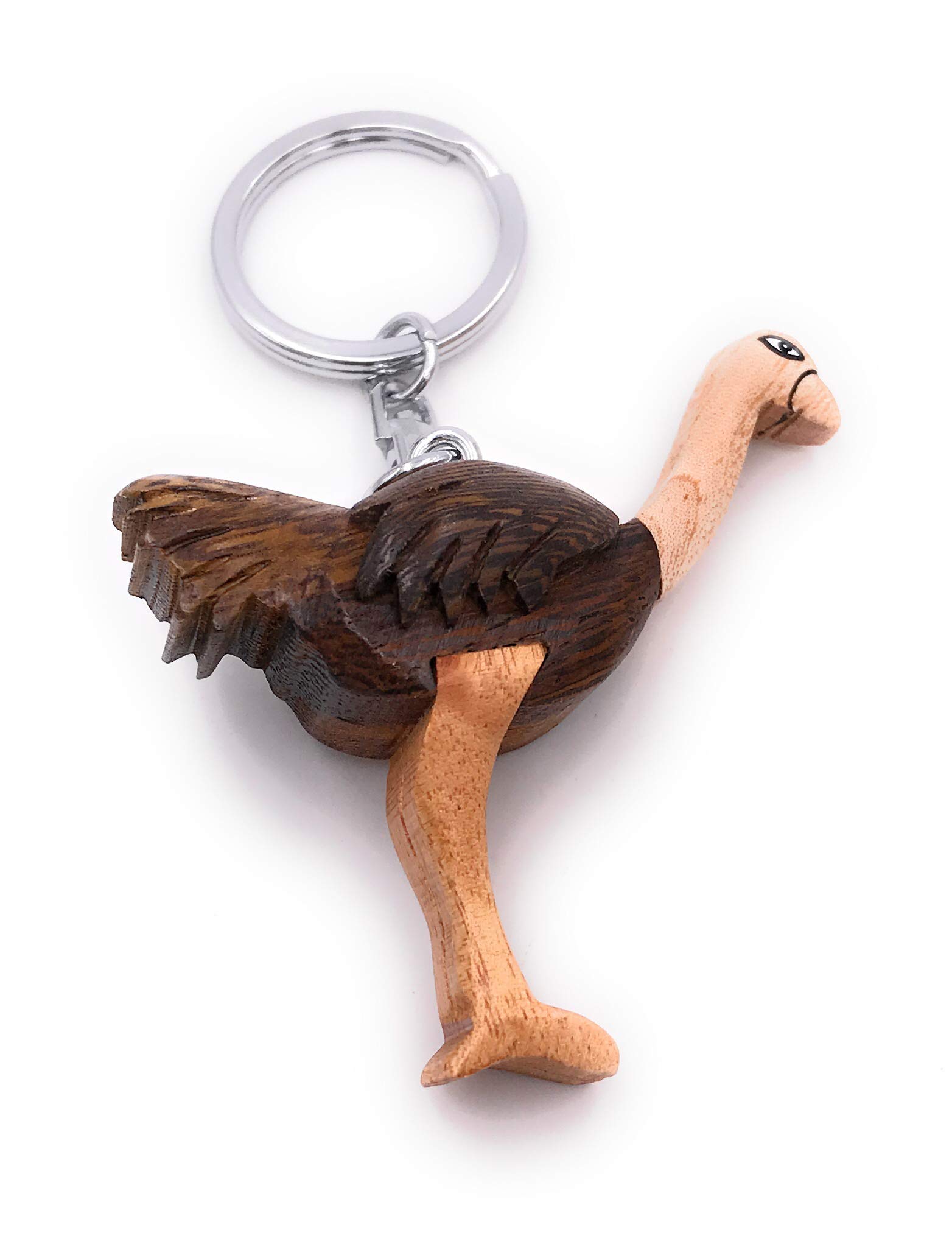 Handmade Legno Portachiavi Strauss Uccello Australiano Cicogna Animale Africa