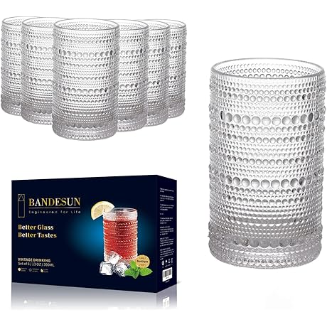 Vintage-Inspired Highball Glasses: Bandesun's Embossed Hobnail Masterpiece