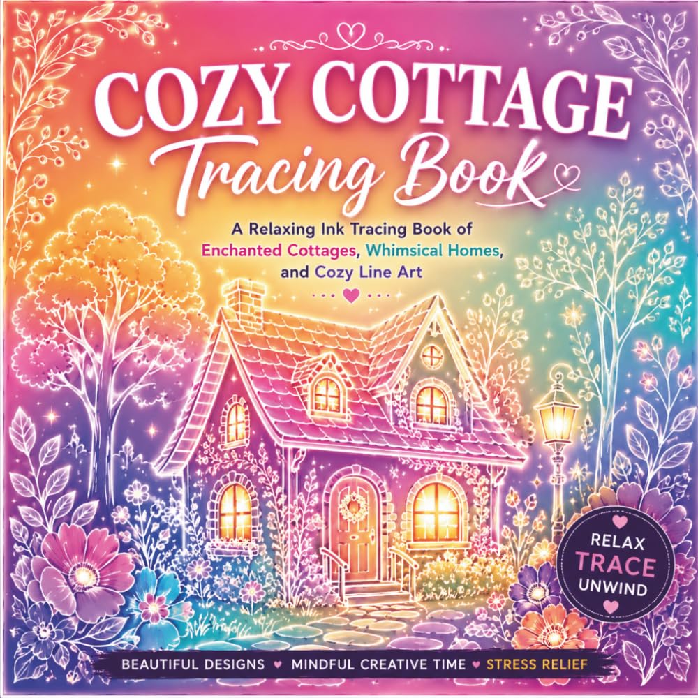 Cozy Cottage Tracing Book: A Relaxing Ink Tracing Book of Cozy Cottages, Whimsical Homes, Cottagecore Scenes, and Stress Relief Line Art (Trace & Relax Series)