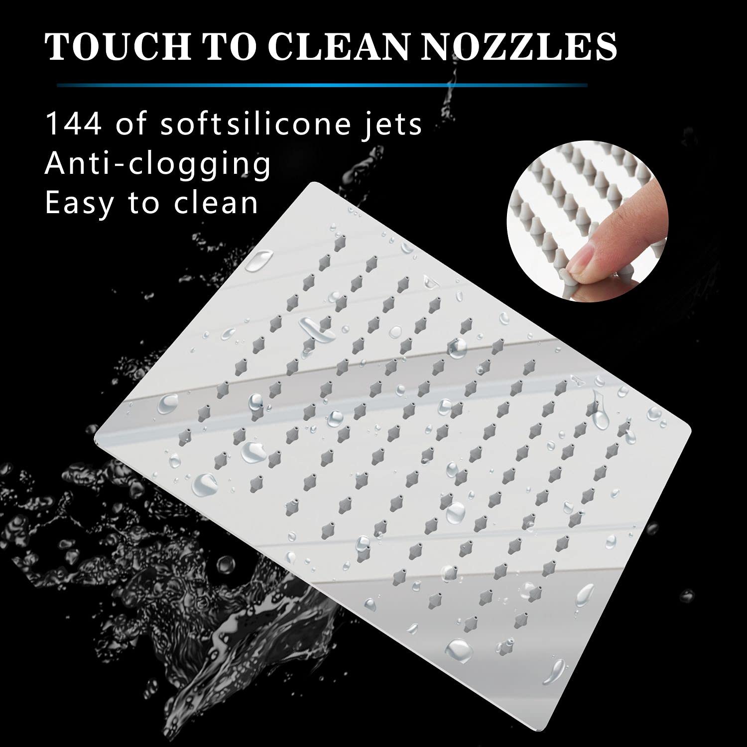Soffione doccia filtrato, 30cm, soffione doccia di lusso, ammorbidisce l'acqua dura, migliora la condizione della pelle e dei capelli, design integrato con filtro, cromato