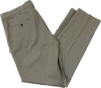 Haggar Mens Straight Fit Premium No Iron Pant Medium Khaki, 34W x 32L