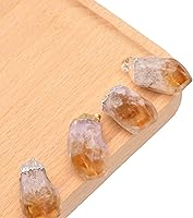 Vista 5 de Paialco Collar con colgante de cristal de piedra áspera con dije de citrino natural de 1.0" ~ 1.5", tono amarillo