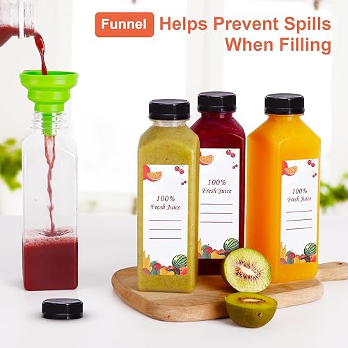 Miniatura 4 de Botellas de plástico para jugo, 150 botellas de agua de plástico vacías de 24 onzas con tapas, recipientes reutilizables para bebidas, jugos