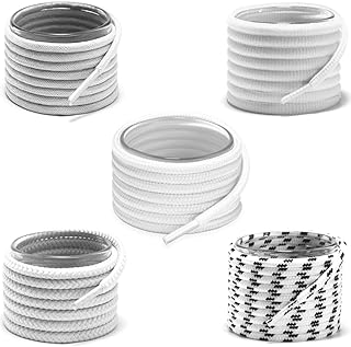 Sponsored Ad - [5 Pair Pack] Black/White Round Shoe Laces | Shoe Strings