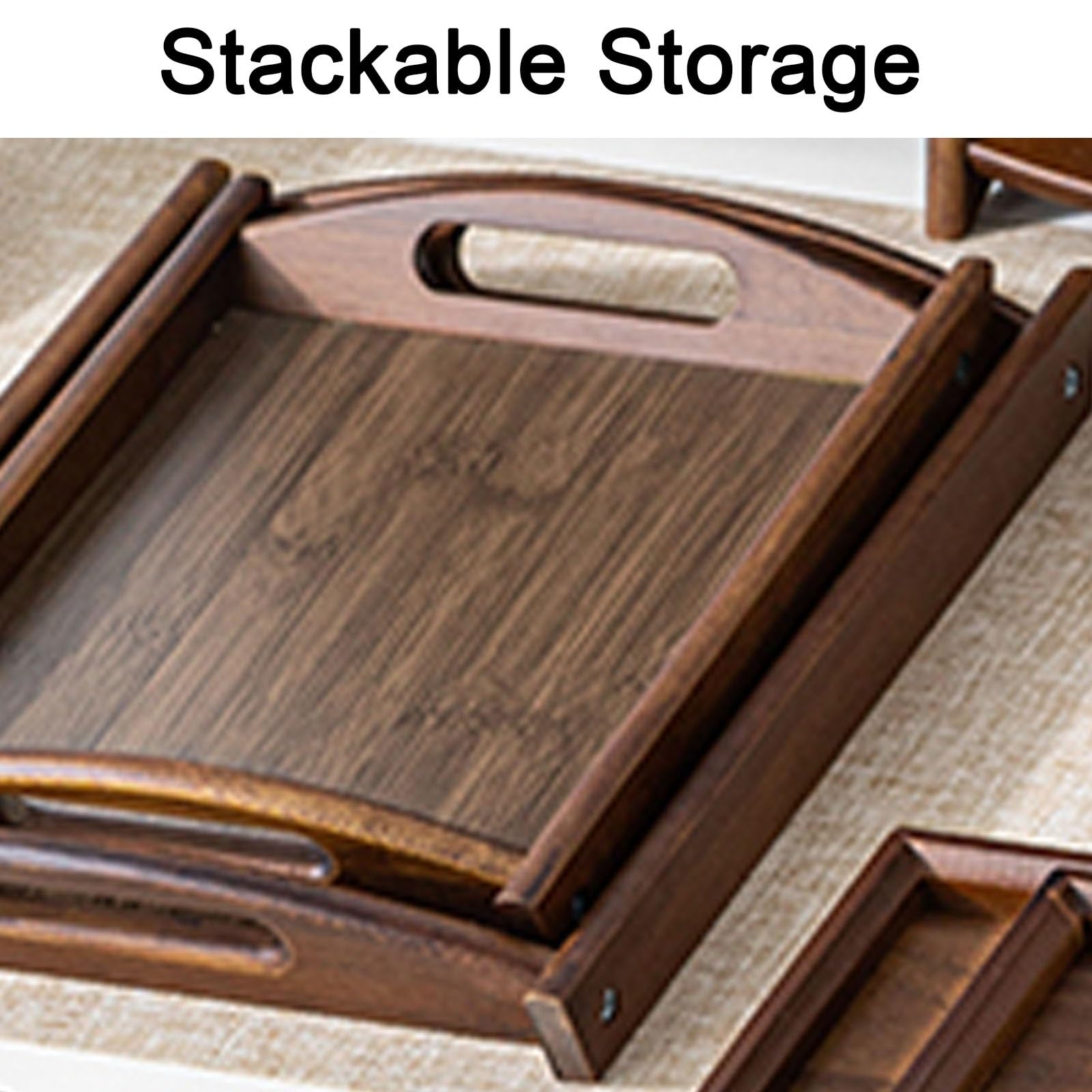 Bandejas de Madera, Bandeja Madera Rectangular para Mesas de Centro, Ideal para Desayunos, Mesas de Centro, Hogares y Restaurantes(52cmx34cmx3cm)