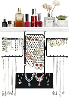 Hanging Jewelry Organizer, Wall Jewelry Organizer with Shelf for Women, ...