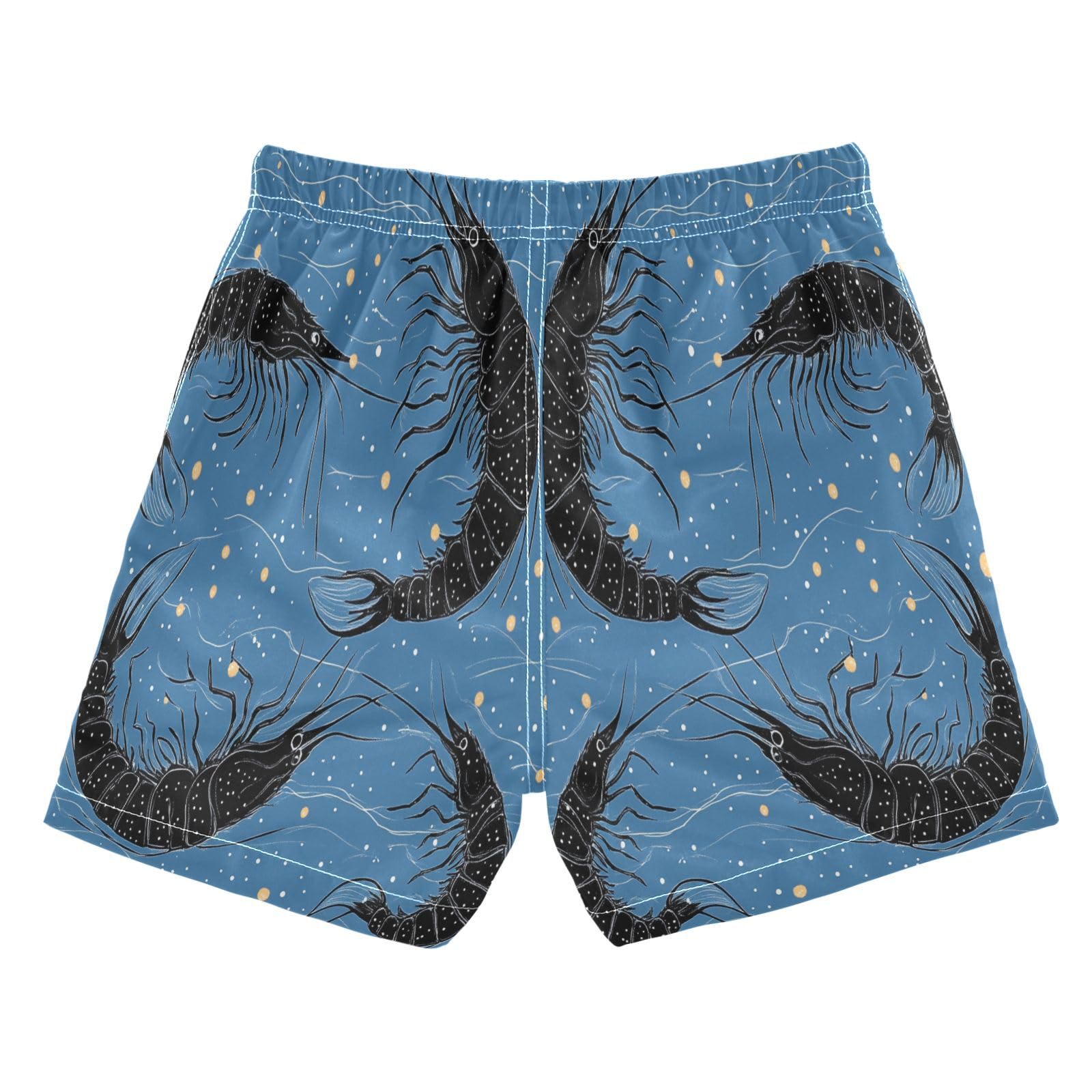 Jucciaco Boys Beach Board Shorts Shrimp Black Sea Quick Dry Swim Trunk Swimwear for Kids