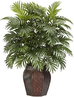 Beautiful Artificial Areca Palm Plant Without Vase (21 Leaves, 75 cm Tall, Green, Set of 2)