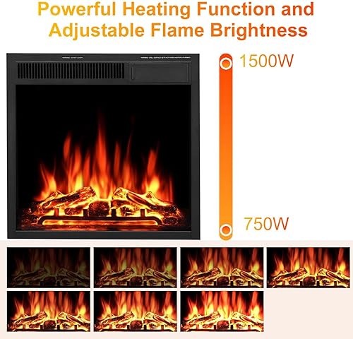 Miniatura 7 de Xbeauty Chimenea eléctrica de 44 pulgadas con repisa envolvente, calentador de chimenea LED independiente de 750 W1500 W con llama realista, brillo