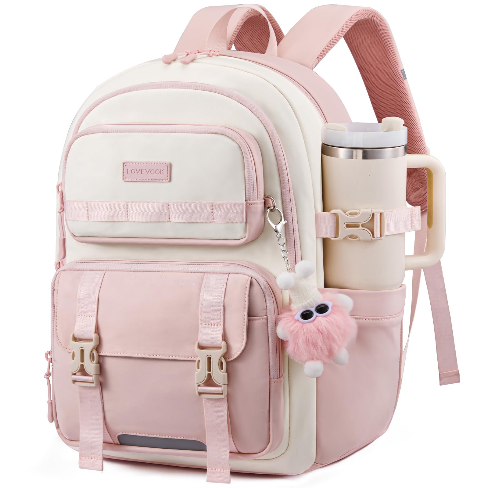 LOVEVOOK Schulrucksack Teenager Mädchen Schultasche Laptop Rucksack Damen | Schulranzen mit Vielen Fächern, 15,6 Zoll Groß Rucksack Schule 10-18 Jahre School Bag, Cute Backpack für Uni Arbeit Reise