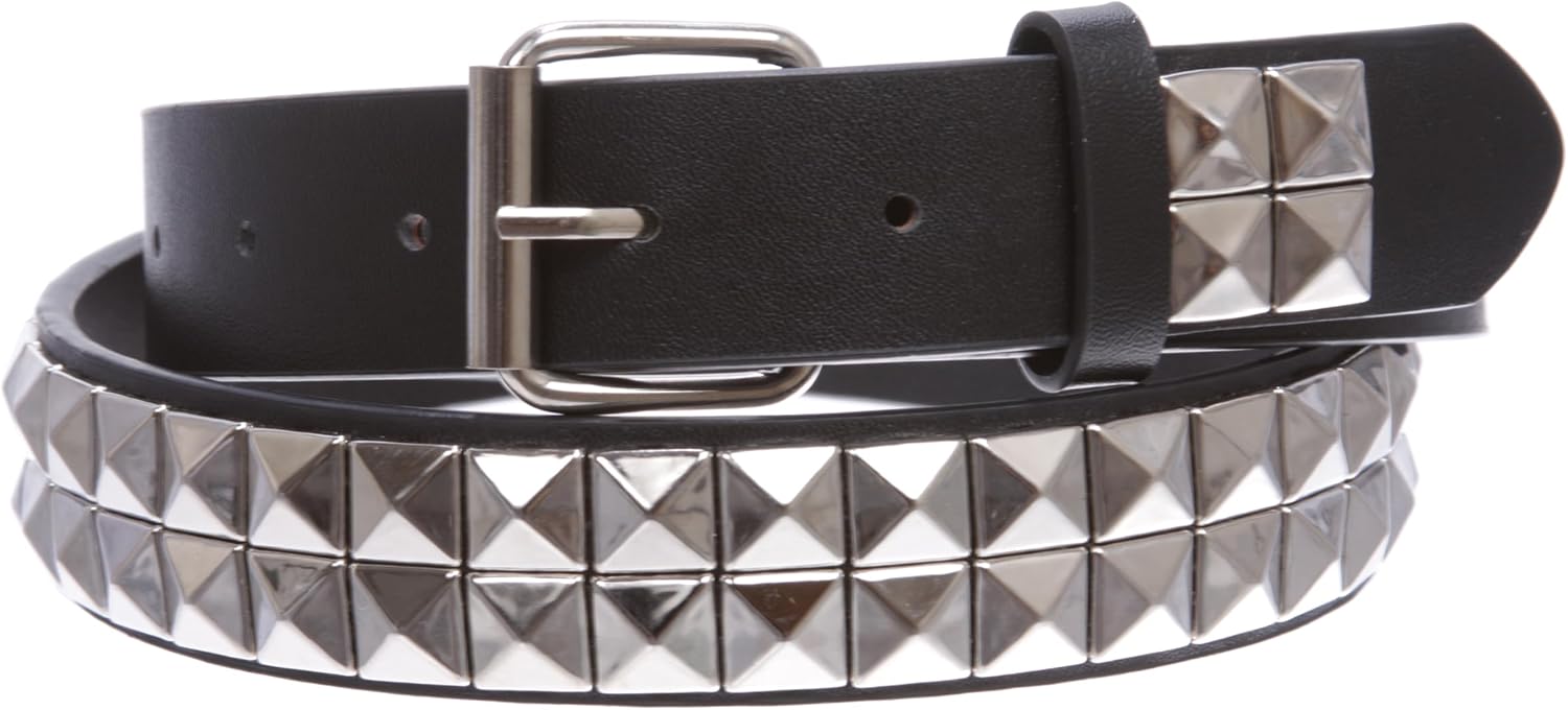 Kids 1" Snap On Punk Rock Studded Leather Belt