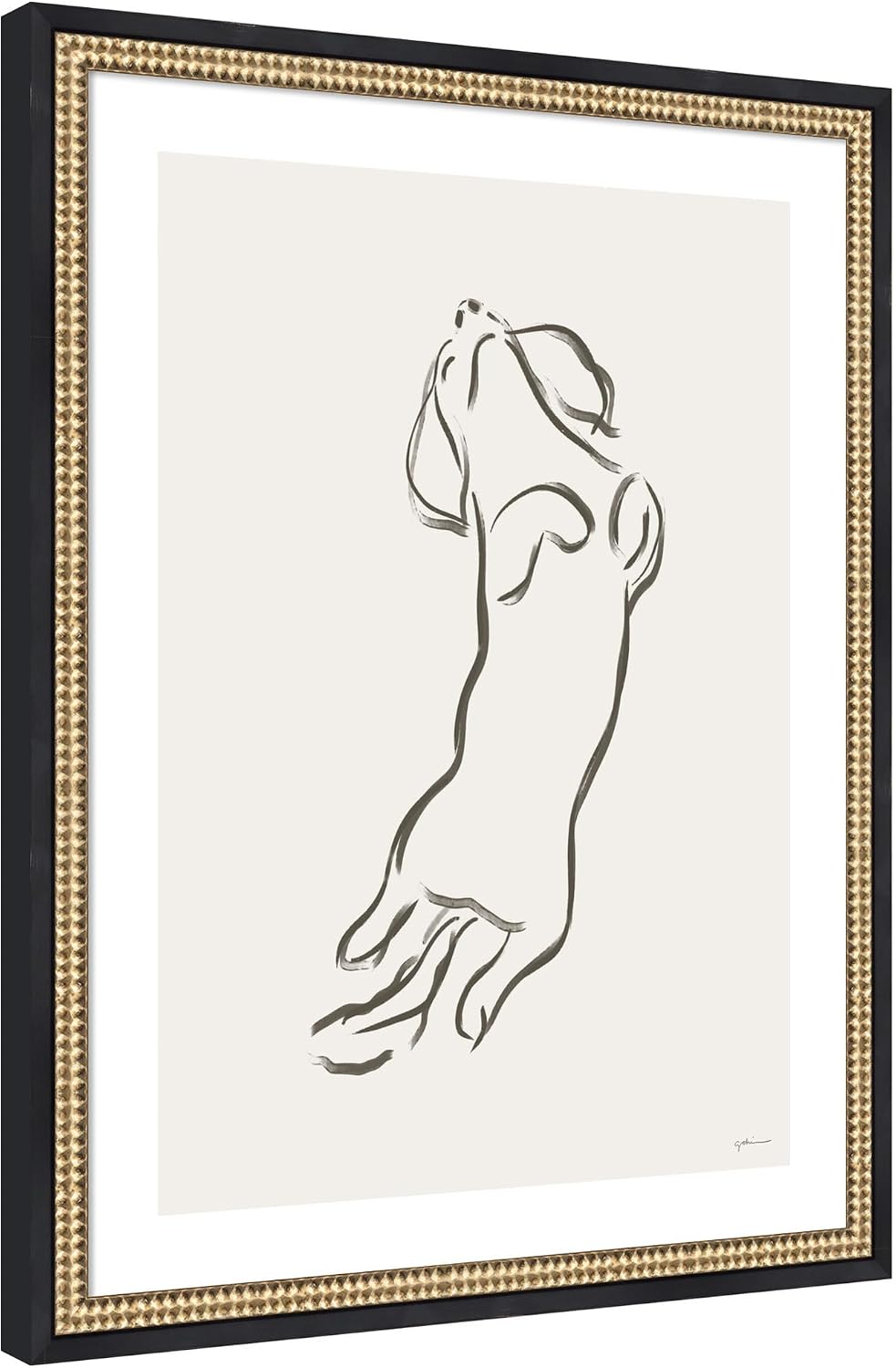 Kate and Laurel Framed Wall Art Print Dachshund Dog by Gabrielly Guedes, 20 x 26, Castellan Black Frame, Modern Contemporary, Animal Art for Wall Decor