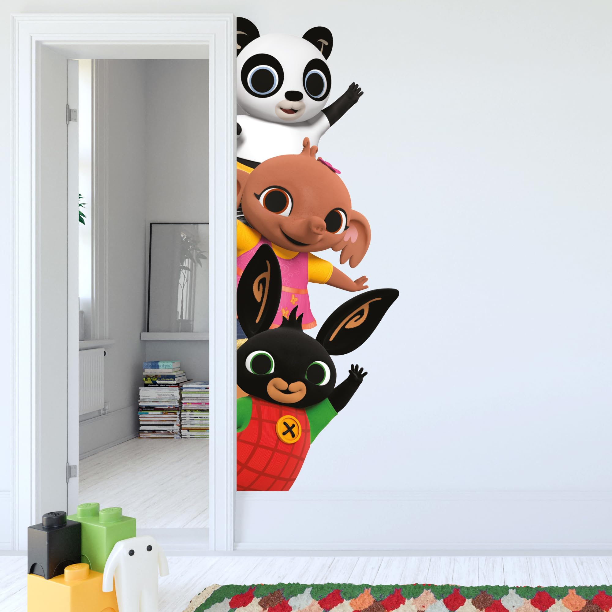 Themed Multicolor Bing Wall Sticker - Bing Bunny Sula And Pando Peeking Wall Decal Kids Art (60Cm Height X 20Cm Width)