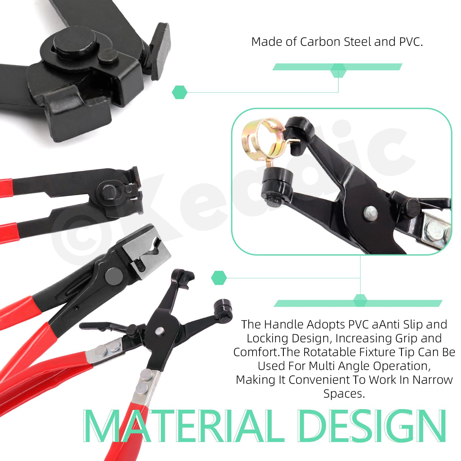 Keadic 5Pcs CV Joint Axle Boot Clamp Pliers, Hose Clamp Pliers, Clic-R Type Plier CV Boot Clamps Kit with Gloves - Image 3