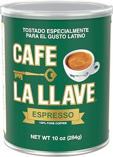 Cafe La Llave Dark Roast Ground Espresso Coffee 10oz Can - Authentic Cuban-Style Bold Flavor, Intensely Aromatic Brew
