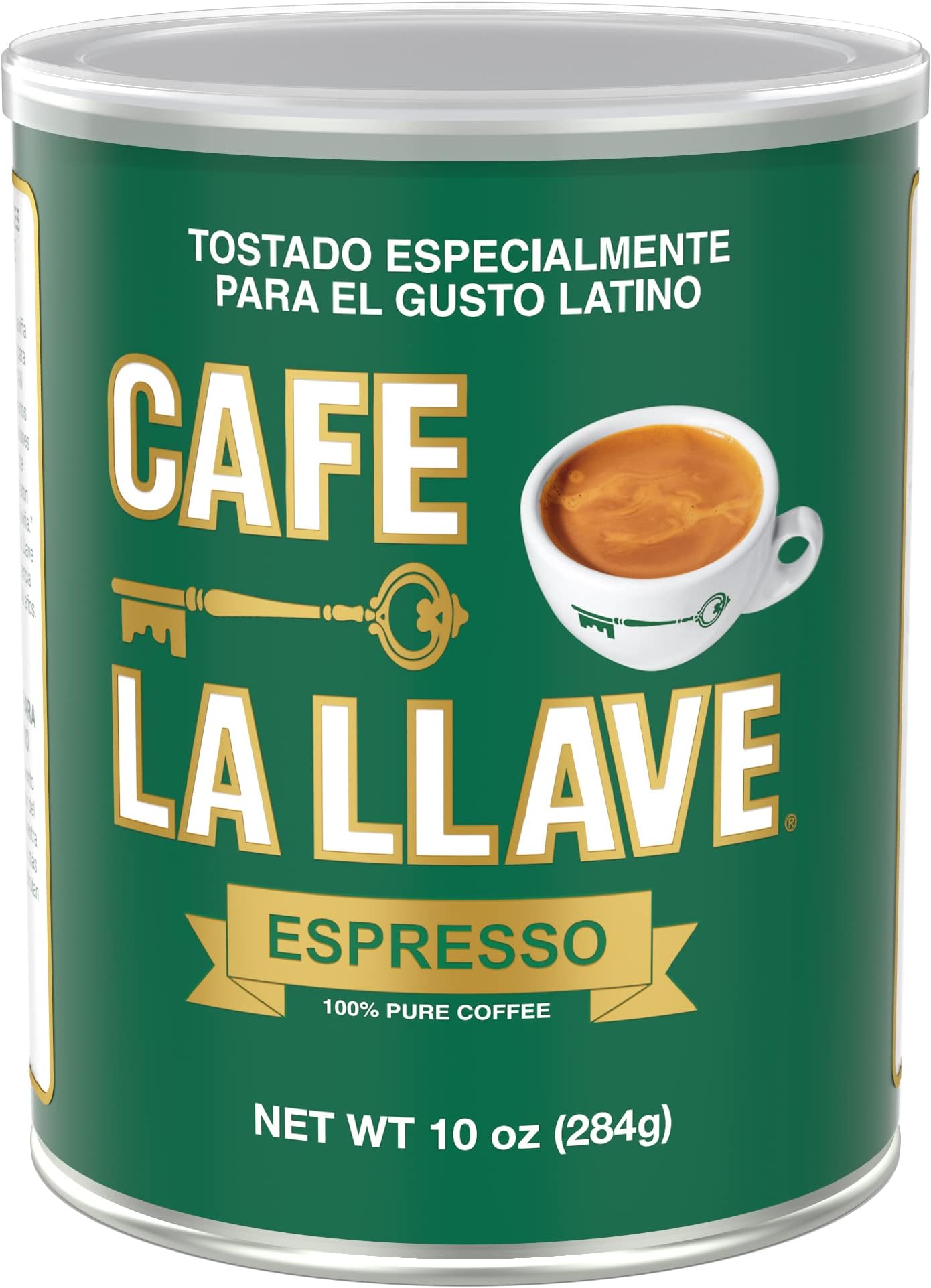 Cafe La Llave Dark Roast Ground Espresso Coffee, 10 oz Can – Authentic Cuban-Style, Rich Bold Strong Flavor – Intensely Aromatic Brew