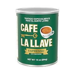 Cafe La Llave Dark Roast Ground Espresso Coffee 10 oz Can Authentic Cuban-Style Rich Bold Strong Flavor Intensely